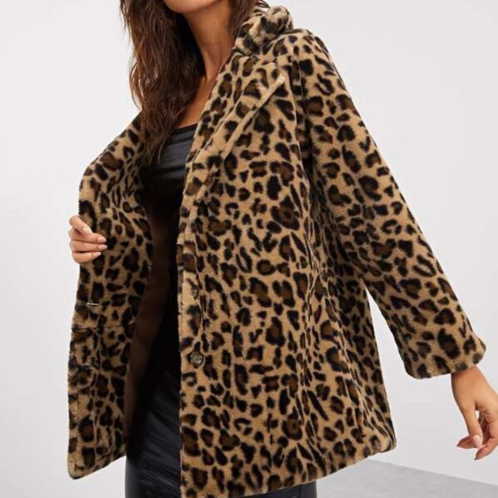 Glamour Girl Leopard Print Faux Fur Teddy Coat - Picture 7 of 14